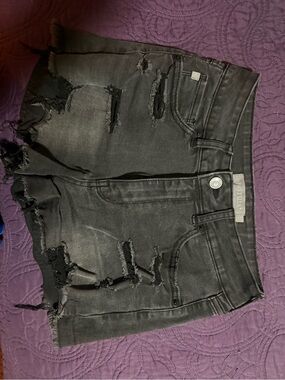 Just USA Black Distressed Ripped Denim Shorts